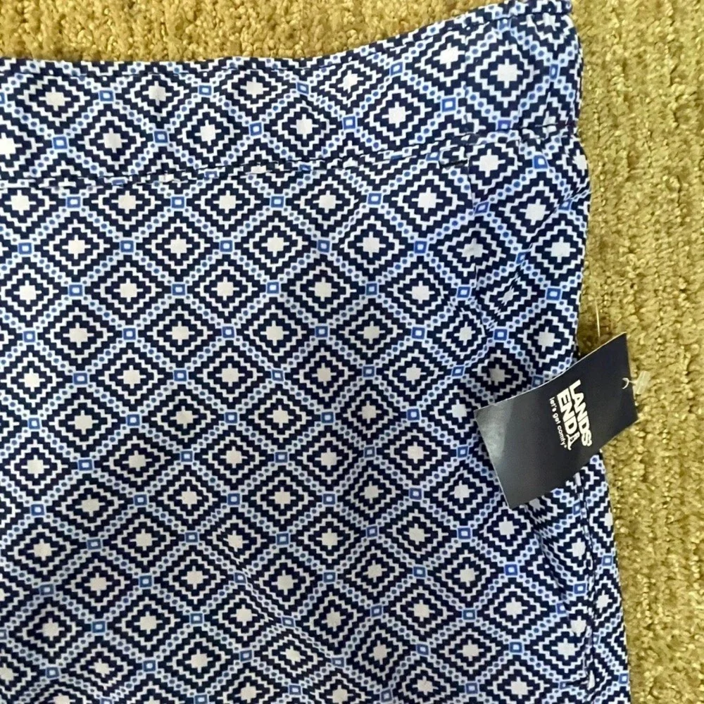 Lands End Mens Swim Shorts Blue‎ White Geometric Casual Everyday Wear Size XXL
